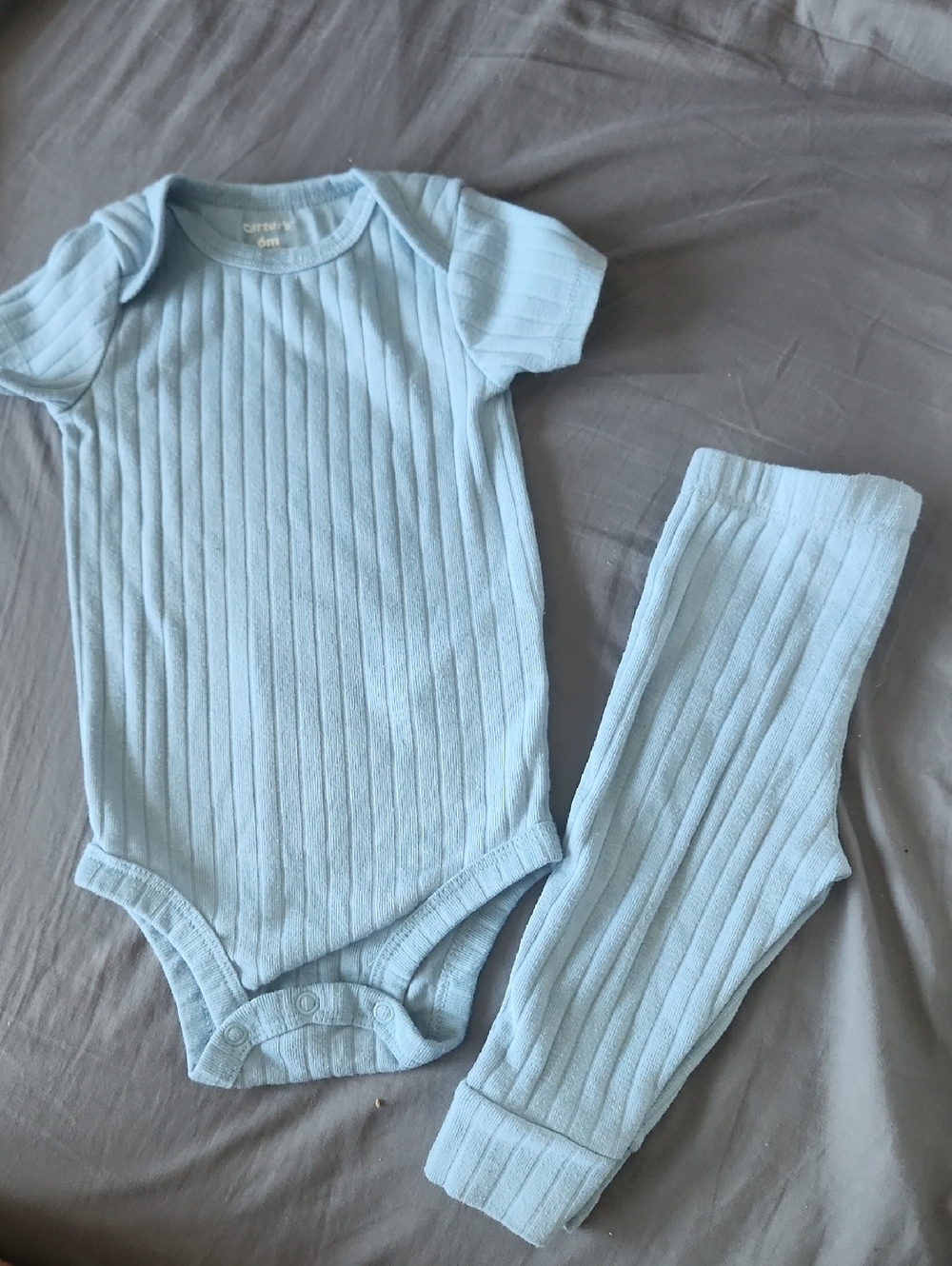 Carter's Baby Ribbed Light Blue One-Piece with Pants